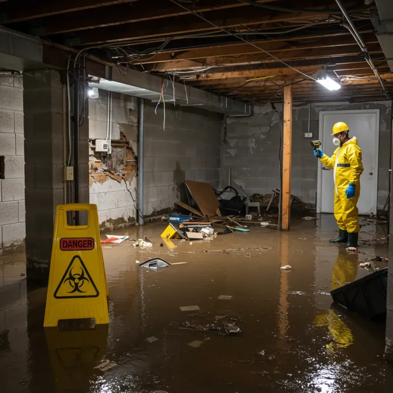 Flooded Basement Electrical Hazard in Dubois County, IN Property